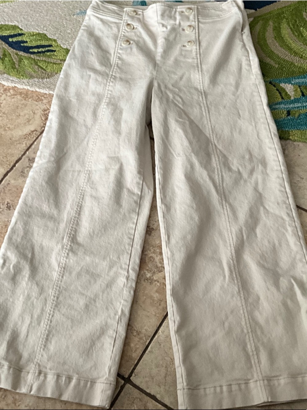 LOFT White Wide Leg Sailor Jeans